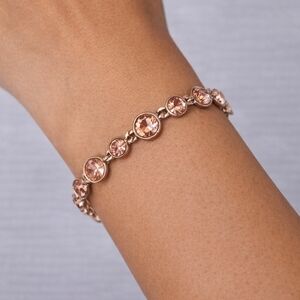 Vintage Feminine Pink Crystal Gem Tennis Chain Bracelet